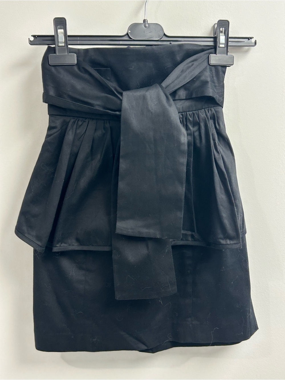 Betsey Johnson Black Peplum Pencil Skirt with Tie Waist
